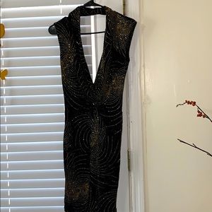 Gold glitter cocktail dress